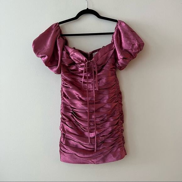 Cinq a Sept Tati Pink Metallic Off-the-Shoulder Mini Dress - Picture 2 of 8